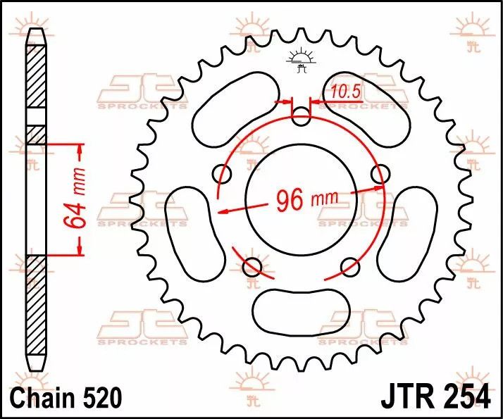 Jt sprockets JTR254.37 hátsó lánckerék acél Lánckerék 1