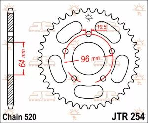 Jt sprockets JTR254.37 hátsó lánckerék acél Lánckerék 1