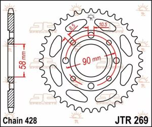 Jt sprockets JTR269.43 hátsó lánckerék acél Lánckerék 1