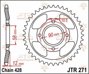 Jt sprockets JTR271.50 acél hátsó lánckerék Lánckerék 1