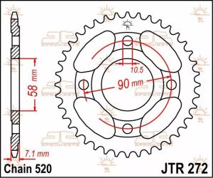 Jt sprockets JTR272.31 acél hátsó lánckerék Lánckerék 1
