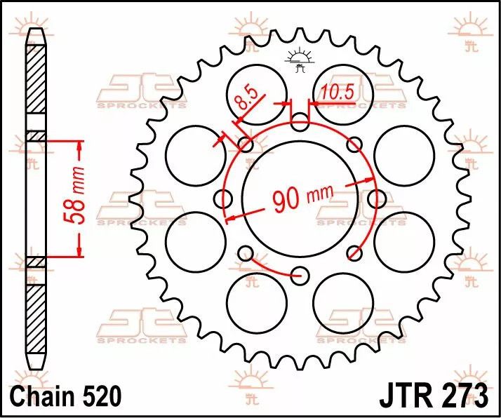 Jt sprockets JTR273.39 Acél hátsó lánckerék Lánckerék 1