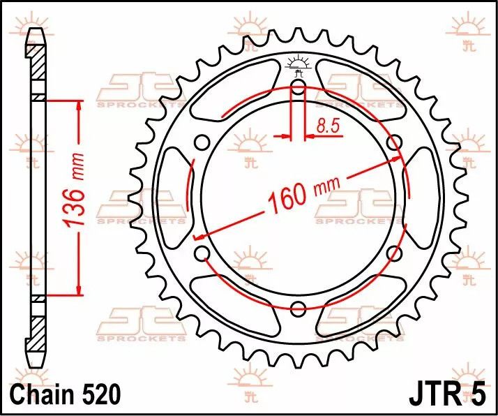 Jt sprockets JTR5.45 hátsó lánckerék acél Lánckerék 1