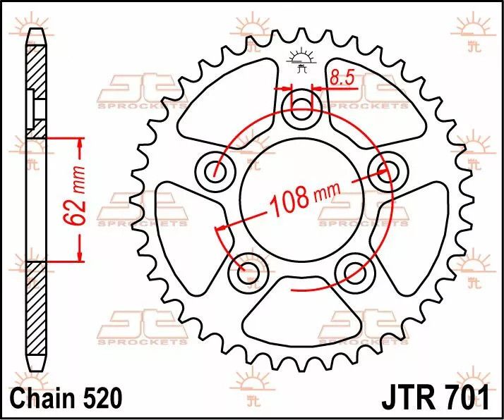 Jt sprockets JTR701.41 acél hátsó lánckerék Lánckerék 1