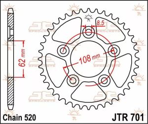 Jt sprockets JTR701.41 acél hátsó lánckerék Lánckerék 1