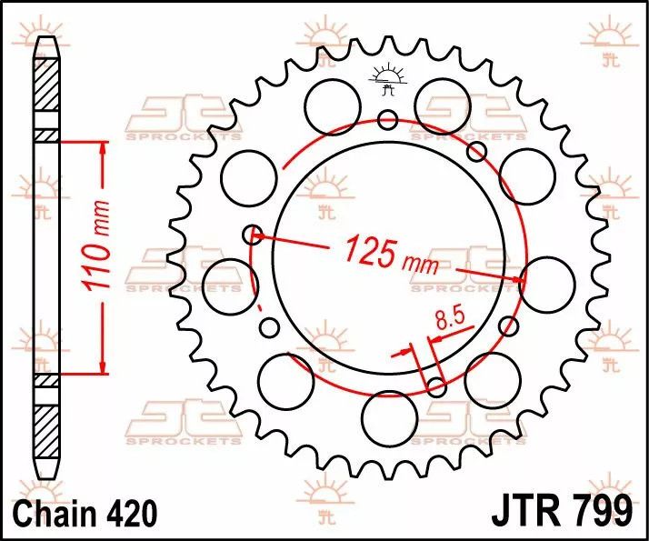 Jt sprockets JTR799.50 acél hátsó lánckerék Lánckerék 1