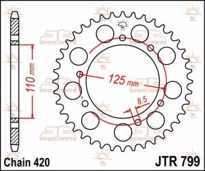 Jt sprockets JTR799.50 acél hátsó lánckerék Lánckerék 1