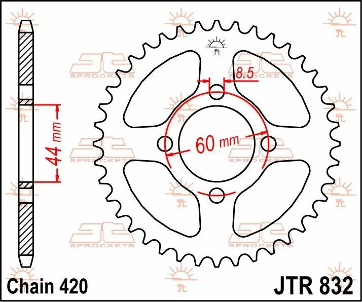 Jt sprockets JTR832.52 acél hátsó lánckerék Lánckerék 1