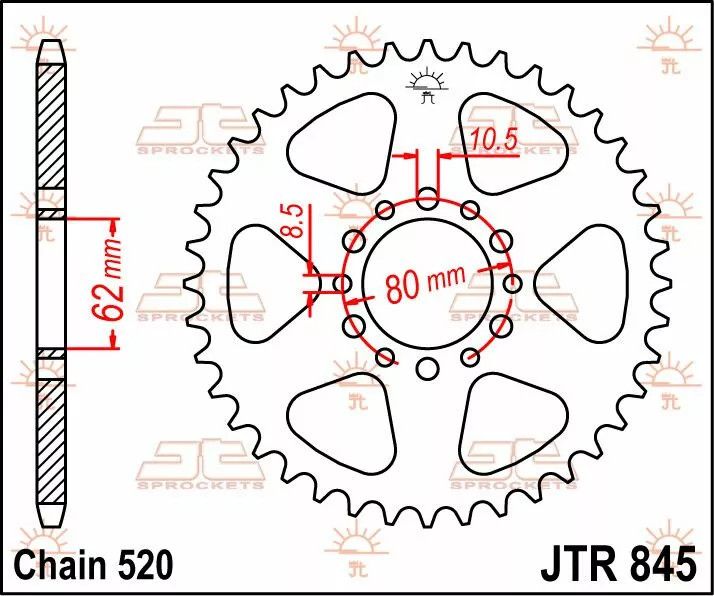 Jt sprockets JTR845.40 acél hátsó lánckerék Lánckerék 1