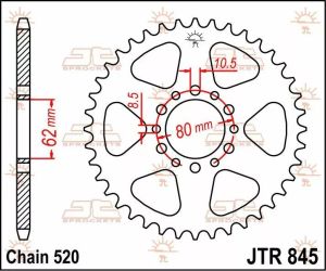 Jt sprockets JTR845.40 acél hátsó lánckerék Lánckerék 1