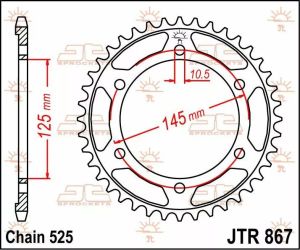 Jt sprockets JTR867.44 acél hátsó lánckerék Lánckerék 1