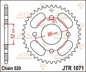 Jt sprockets JTR1071.30 Acél hátsó lánckerék Lánckerék 1