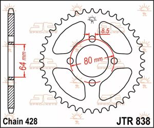 Jt sprockets JTR838.38 Acél hátsó lánckerék Lánckerék 1