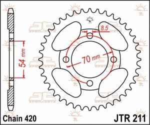 Jt sprockets JTR211.39 acél hátsó lánckerék Lánckerék 1