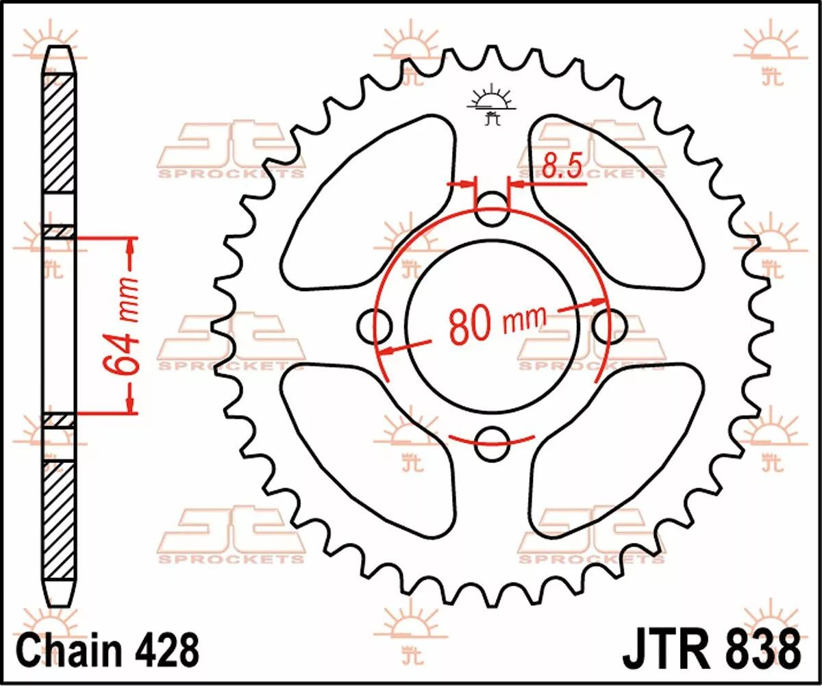 Jt sprockets JTR838.39 acél hátsó lánckerék Lánckerék 1