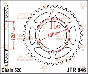 Jt sprockets JTR846.39 acél hátsó lánckerék Lánckerék 1