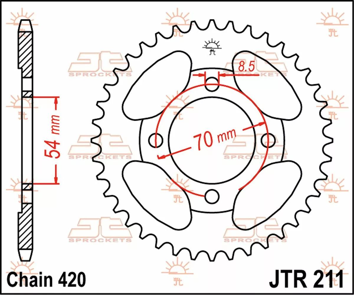 Jt sprockets JTR211.42 hátsó lánckerék acél Lánckerék 1