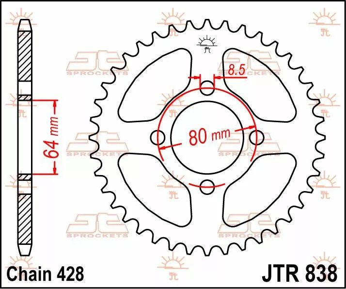 Jt sprockets JTR838.43 acél hátsó lánckerék Lánckerék 1