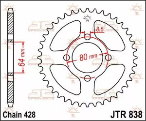 Jt sprockets JTR838.43 acél hátsó lánckerék Lánckerék 1