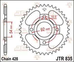 Jt sprockets JTR835.45 acél hátsó lánckerék Lánckerék 1