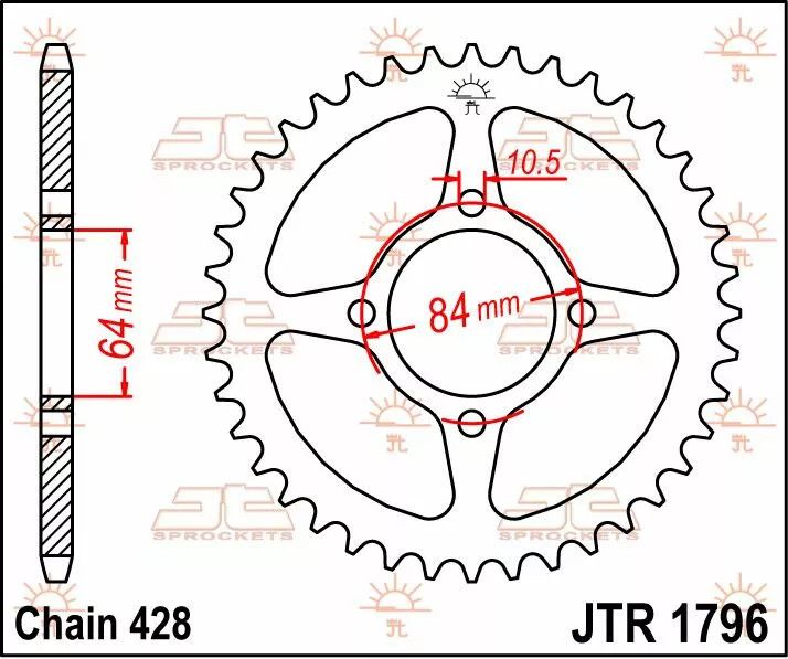 Jt sprockets JTR1796.49 Acél hátsó lánckerék Lánckerék 1