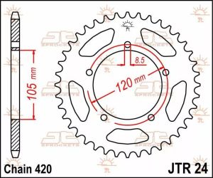 Jt sprockets JTR24.50 acél hátsó lánckerék Lánckerék 1
