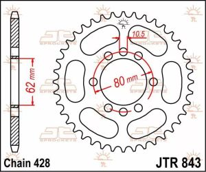Jt sprockets JTR843.50 acél hátsó lánckerék Lánckerék 1