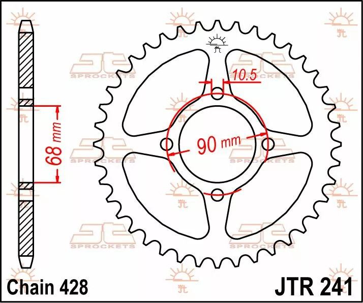 Jt sprockets JTR241.53 hátsó lánckerék acél Lánckerék 1