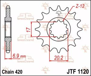 Jt sprockets JTF1120.12 első lánckerék Lánckerék 1