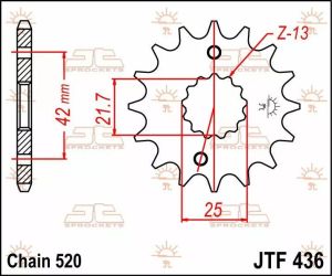 Jt sprockets JTF436.13 első lánckerék Lánckerék 1