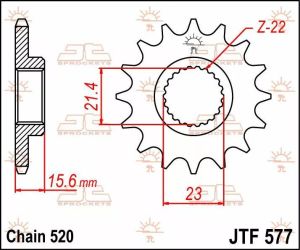 Jt sprockets JTF577.14 első lánckerék Lánckerék 1
