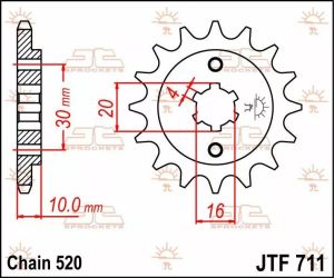 Jt sprockets JTF711.13 első lánckerék Lánckerék 1