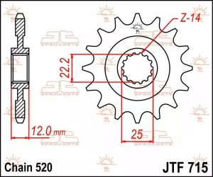 Jt sprockets JTF715.12 első lánckerék Lánckerék 1