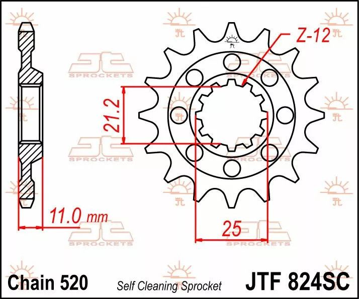 Jt sprockets JTF824.13SC első lánckerék MX öntisztító, könnyű Lánckerék 1