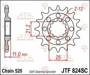 Jt sprockets JTF824.14SC első lánckerék MX öntisztító, könnyű Lánckerék 1