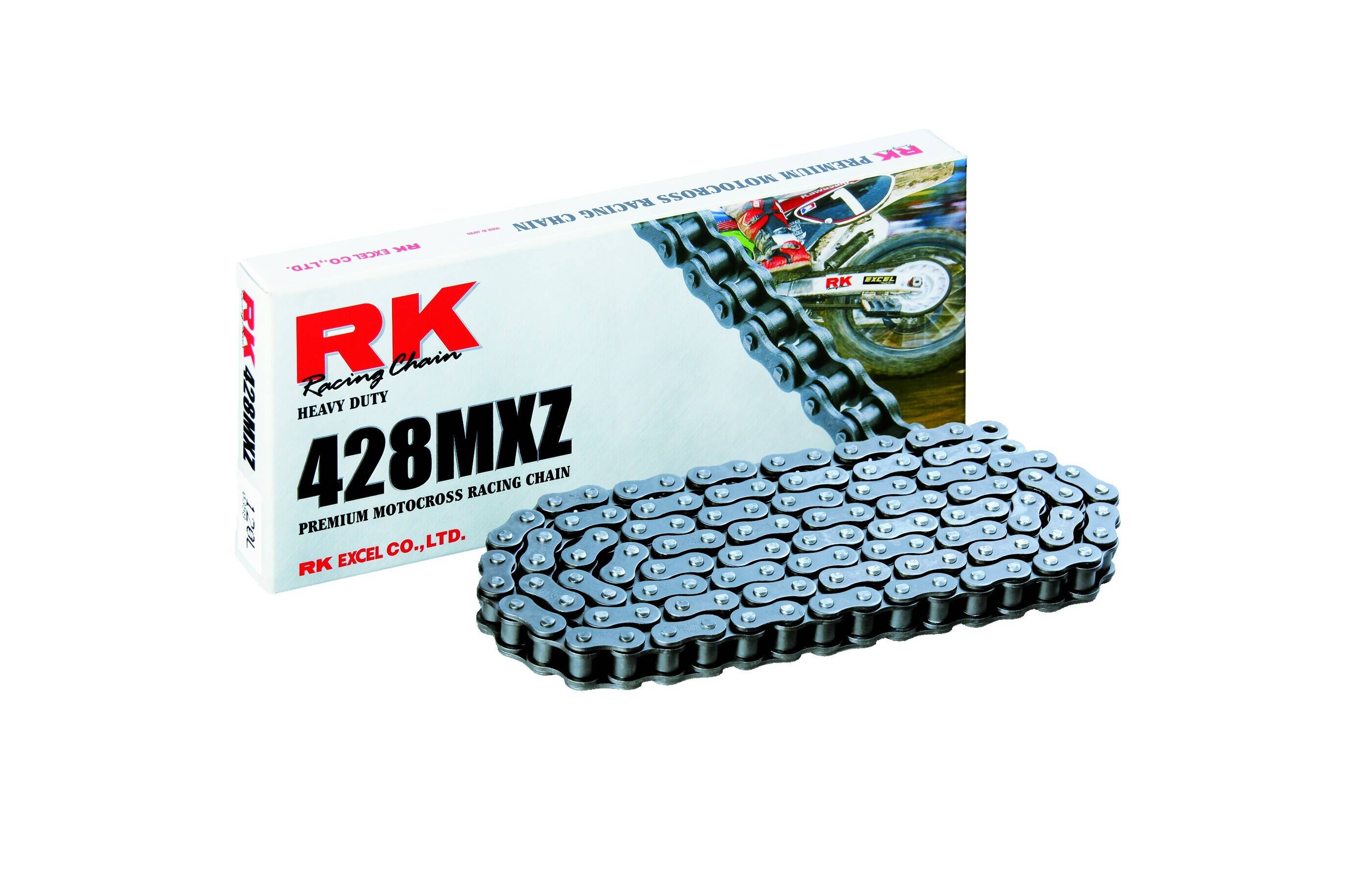 RK MXZ 74 CLIP kapcsolat 428 NON-SEAL meghajtó Lánc / természetes / karbon ötvözet acél Meghajtólánc , motorkerékpár lánc 0