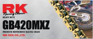 RK MXZ 108 CLIP kapcsolat 420 NON-SEAL meghajtó Lánc / arany / karbon ötvözet acél Meghajtólánc , motorkerékpár lánc