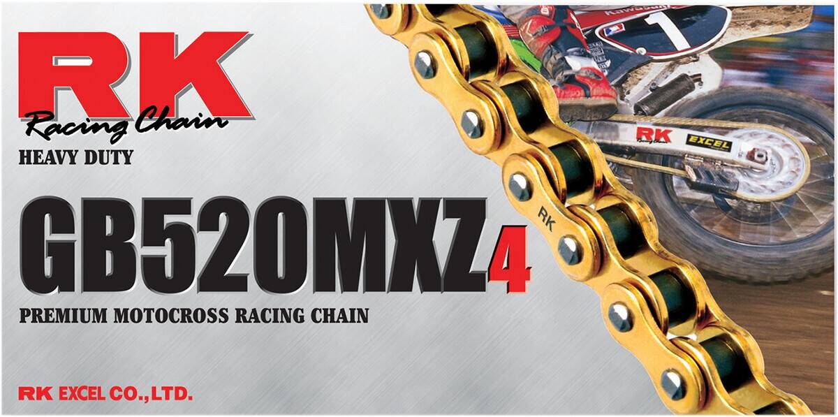 RK MXZ-4 102 CLIP kapcsolat 520 NON-SEAL meghajtó Lánc / GOLD|BLACK / karbon ötvözet acél Meghajtólánc , motorkerékpár lánc 0