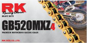 RK MXZ-4 102 CLIP kapcsolat 520 NON-SEAL meghajtó Lánc / GOLD|BLACK / karbon ötvözet acél Meghajtólánc , motorkerékpár lánc