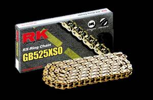 RK XSO 124 CLIP & szegecs kapcsolat 525 X-RING csere meghajtó Lánc / GOLD|BLACK / karbon ötvözet acél Meghajtólánc , motorkerékpár lánc