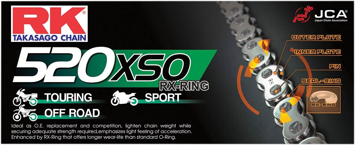 RK XSO 110 szegecs kapcsolat 525 X-RING csere meghajtó Lánc / természetes Meghajtólánc , motorkerékpár lánc 0