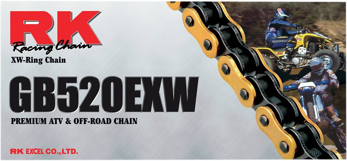 RK EXW 48 CLIP kapcsolat 520 W-RING OFF-ROAD meghajtó Lánc / GOLD|BLACK / karbon ötvözet acél Meghajtólánc , motorkerékpár lánc 0