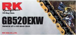 RK EXW 48 CLIP kapcsolat 520 W-RING OFF-ROAD meghajtó Lánc / GOLD|BLACK / karbon ötvözet acél Meghajtólánc , motorkerékpár lánc