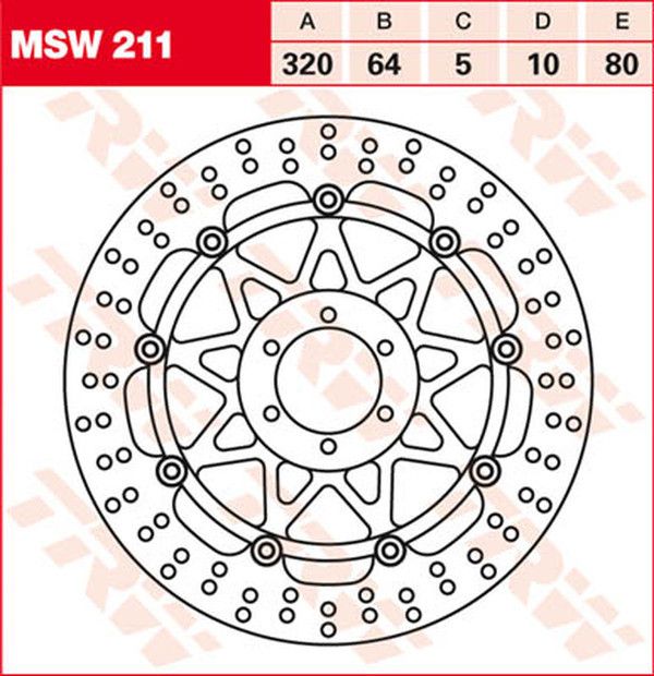 Trw MSW211 kerek úszó fékrotor Féktárcsa és alkatrészei 0