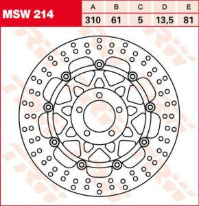Trw MSW214 kerek úszó fékrotor Féktárcsa és alkatrészei