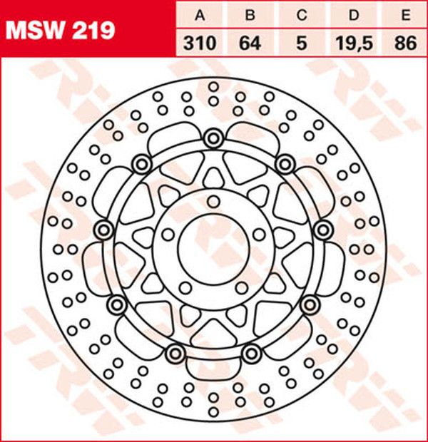 Trw MSW219 kerek úszó fékrotor Féktárcsa és alkatrészei 0