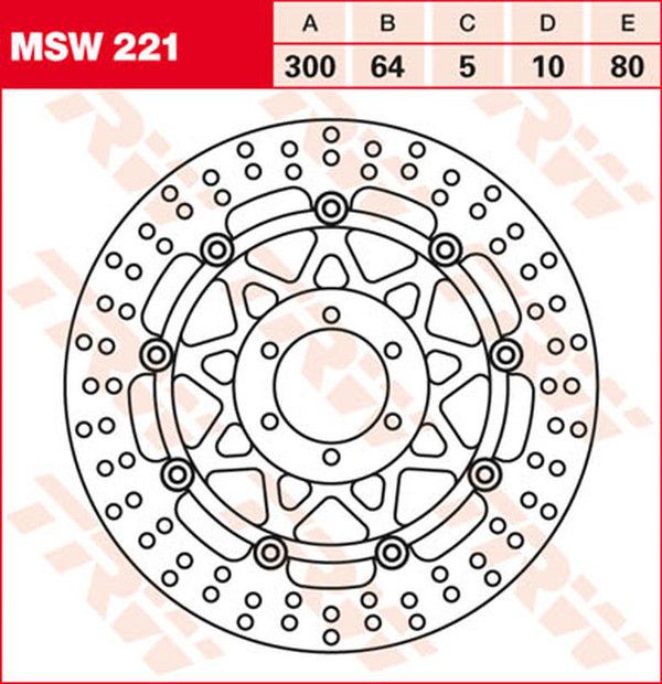 Trw MSW221 kerek úszó fékrotor Féktárcsa és alkatrészei 0