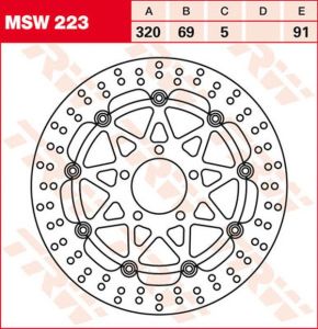 Trw MSW223 kerek úszó fékrotor Féktárcsa és alkatrészei