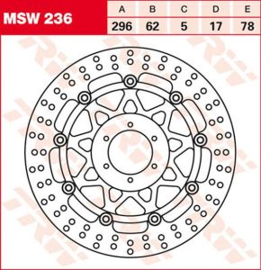 Trw MSW236 kerek úszó fékrotor Féktárcsa és alkatrészei