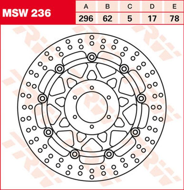 Trw MSW236 kerek úszó fékrotor Féktárcsa és alkatrészei 0